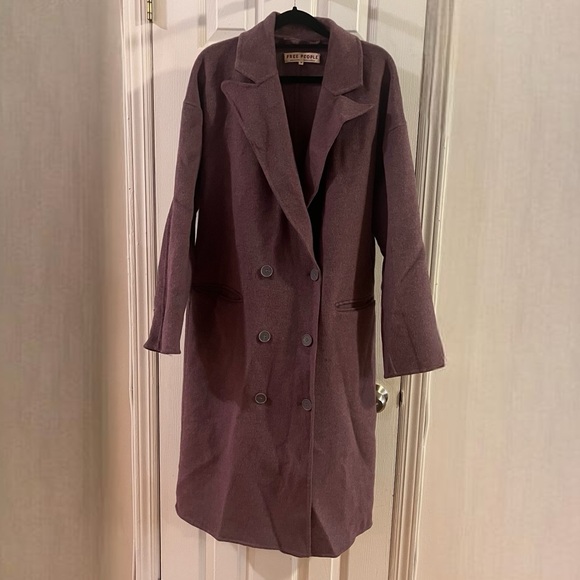 Free People Adore You Plum Wool Blend Coat - Picture 2 of 5